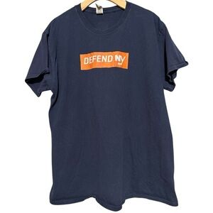 New York Islanders Men’s Size L Navy Blue Orange Defend New York NY T-Shirt
